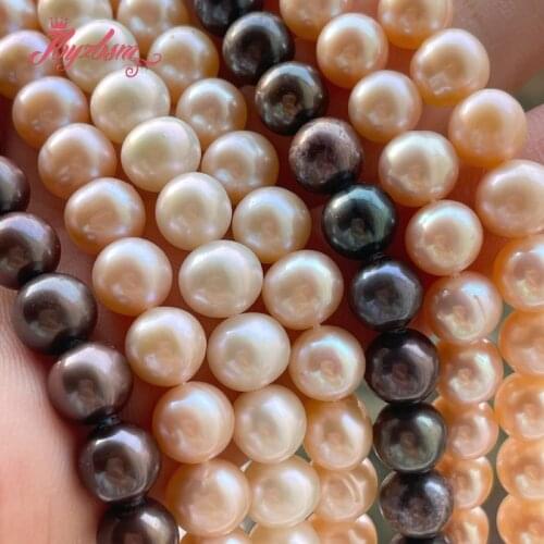 Natural AA Grade Freshwater Pearl Nearround 7-8mm Loose Stone Beads For DIY Necklace Bracelats Jewelry Making Strand 15"
