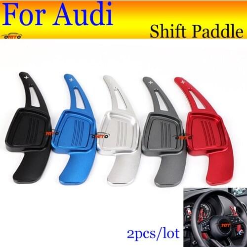 2pcs Blue/red/silver/black Car Steering Wheel Shift Paddle Extension Shifter for A3 A3L A5 S4 Q2 Q2L A1 A7 S5 A6L TT Decoration