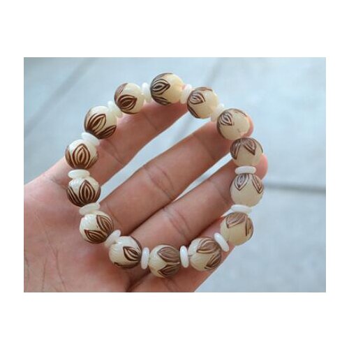White gem bodhi root lotus single lap hand carved hand string original seed Bodhi lotus bracelet men and women