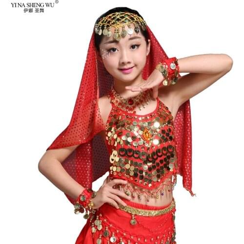 Kids Belly Dance Costumes Set Oriental Dance Girls Belly Dancing Kids India Belly Dance Clothes Bellydance Child Top Bra Costume