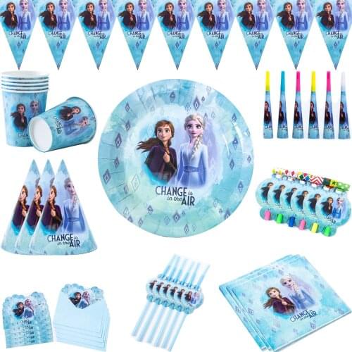 Disney Frozen Elsa Princess Snow Queen Theme 1st Birthday Party Decorations Kids Girl Party Tableware DIY Supplies Decoration