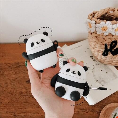 For AirPod 2 Case 3D Panda Cartoon Soft Silicone Wireless Earphone Cases For Airpods Case Cute Cover Funda