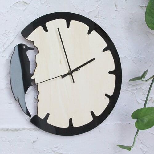 Woodpecker Home Clock Creative Mute Wall Clock Modern Design Kitchen Restaurant Quartz Clock Round Clock