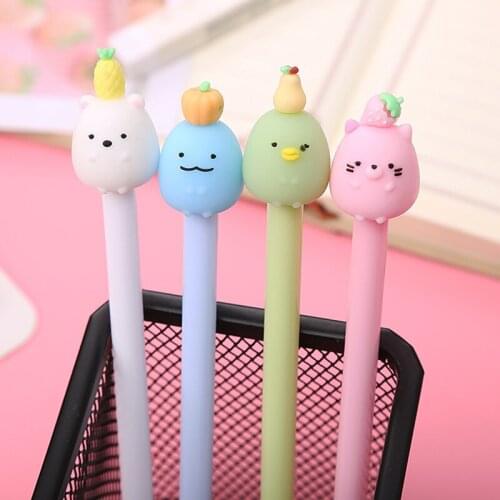 50Pcs Cute Molang Rabbit gel pens Kawaii Fruit 0.5mm black ink Signature pen material stationery gift school writing supplies
