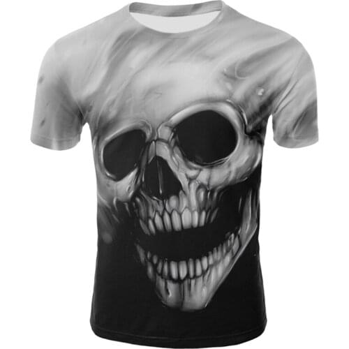 Horror black and white skull head summer best-selling new product 3D fashion style 3D printing mens and womens T-shirts