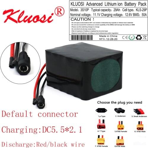 KLUOSI 12V 29Ah 3S10P 450Watt 12V Battery 12.6V Lithium Battery Pack with 50A BMS for Inverter Tour Car Child Car Solar Light