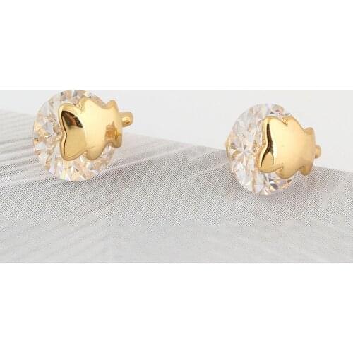 Hot Selling Multicolour Austrian Crystal Earrings for Women Girl cute bear metal Stud Earrings Accessories Best Gift Fashion Jew