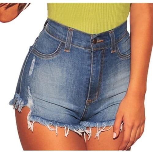 Fashion Womens Pocket Solid Jeans Denim Pants Female Hole Bottom Casual Shorts