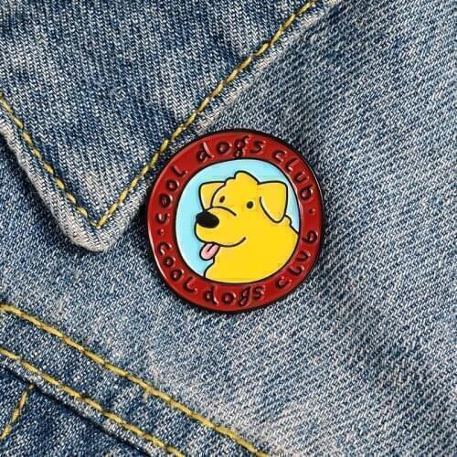 Cartoon cute red round enamel brooch animal Cool dog pin alloy badge clothes bag accessories sweet jewelry gift for friends