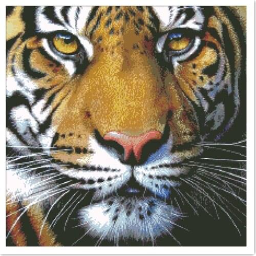 Tiger cross stitch kit animal package 18ct 14ct 11ct white canvas fabric cotton thread embroidery DIY handmade needlework
