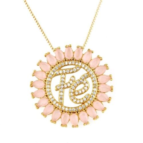OMYFUN Factory Price Gold Color Letter Colar Pendant Necklace Collar Fashion CZ Pendants Necklaces Women Joyeria Feminina Collar
