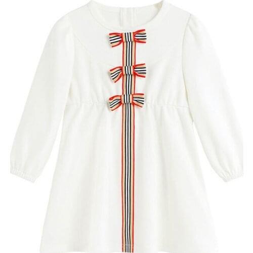 Long Sleeve Stripe Girls Dress Clothing Party Baby Dresses Cotton Princess Bowknot Cute Birthday Gift Halloween Kid Dress