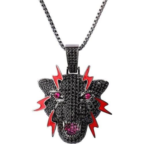 Fashion Leopard Pendant For Men Women GIfts Black CZ Stone Panther Necklace Iced out Hip Hop Jewelry