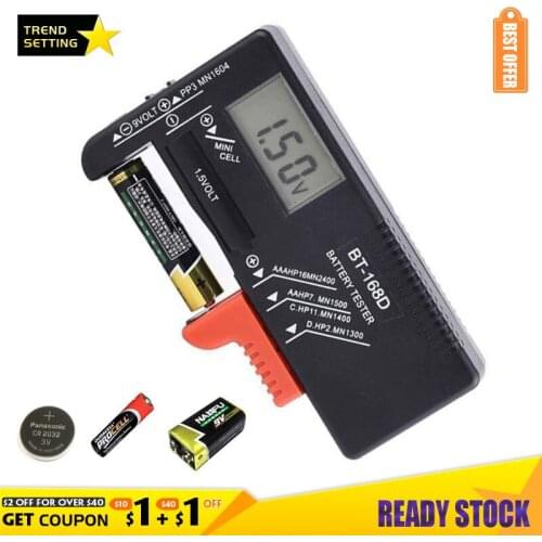 LAMEZIA Digital Household Battery Tester LCD Capacity Checker For 9V 1.5.V AA AAA Cell C D Batteries Diagnostic Tool