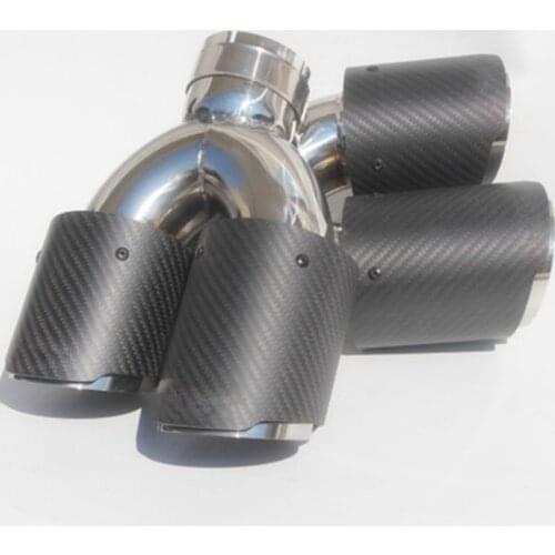 Carantly 1 Pair Universal DUAL Exhaust Tip Matt carbon fiber exhaust pipe tail quad For Akrapovic exhaust muffler tip