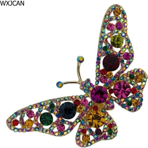 WXJCAN Brooch butterfly Luxury colorful insect brooch female High quality micro-rhinestone micro-inlay harajuku 80mm*45mm B5639