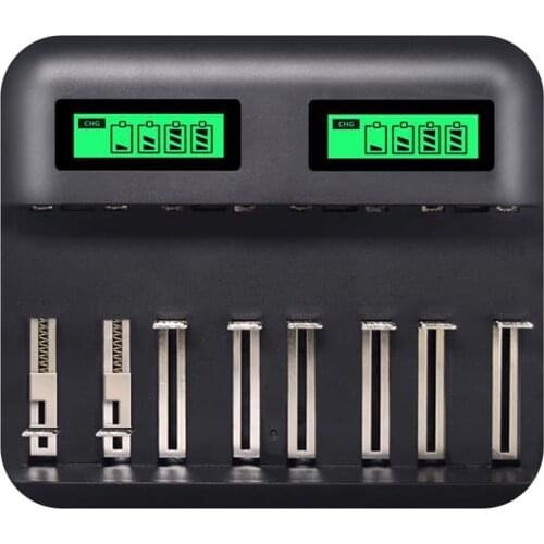 SOONHUA 8 Slots LCD Display USB Battery Charger Universal Chargers For AA AAA C D Size Rechargeable Battery