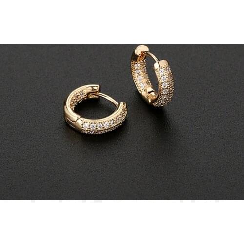 SIPENGJEL Fashion Brilliant Crystal Zircon Fine Geometric Circle Round Earrings Simple Circle Hip Hop Earrings For Women Jewelry