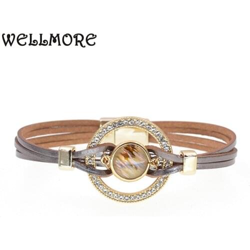 WELLMORE Leather Wrap Bracelets For Women Multiple Layers Charm Bracelet & Bangle Party Fashion Jewelry dropshipping wholesale
