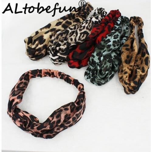 ALTOBEFUN Leopard Women Fashion Elastic Headband Hair Holder Girl Bandanas Hair Accessories Yoga Hairbands FD910
