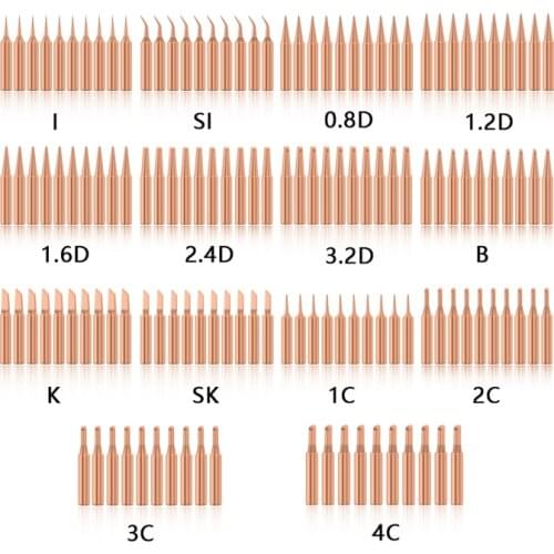 Dusco.E 10 pcs/lot Pure Copper Solder Iron Tip For 900M 937, 938, 8586, 852D Hakko 936 Soldering Rework Station Soldering Tips