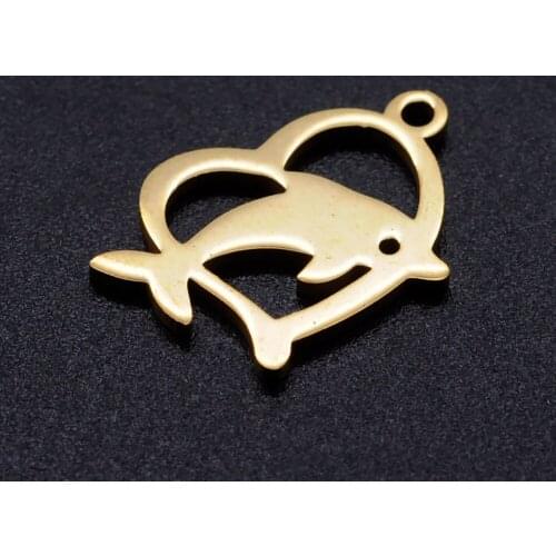 10pcs/lot Stainless Steel Dolphin Charms Metal 18*14 mm Charms Mirror Polished Animal Charms For Jewelry Making Accessories