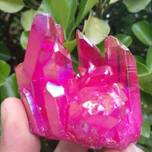 110g Color Electroplating Natural Crystal Cluster Collect Energy Rainbow Light
