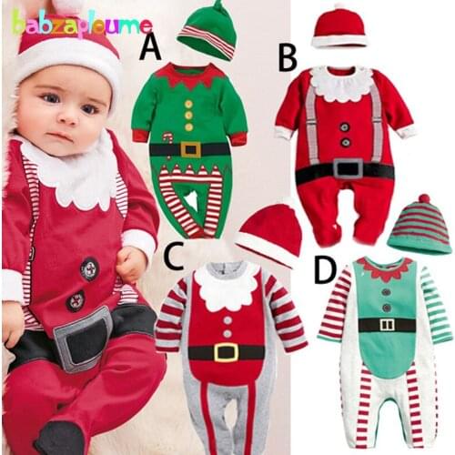 2PCS/Christmas Baby Costume Newborn Clothing Sets Cotton Long Sleeve Infant Boys Girls Rompers+Hats Cartoon Cute Jumpsuit BC1335