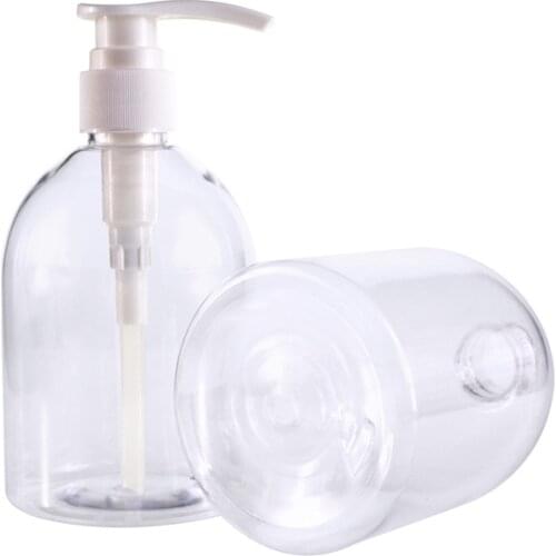 300ML 500ML New Empty Round Clear Cosmetic Packaging Container White Lotion Pump PET Plastic Hand Sanitizer Bottle 10pieces