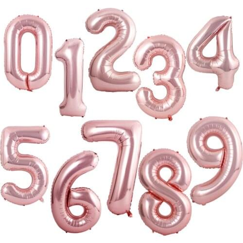 40inch Rose Gold Balloons Foil Number Balloons 0 1 2 3 4 5 6 7 8 9 Letter Balon Happy Birthday Party Decoration 16 18 Years Old