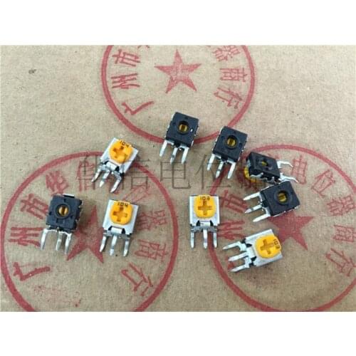 40pcs 063 adjustable potentiometer 10K 100K for Panasonic / horizontal yellow head adjustable potentiometer 063