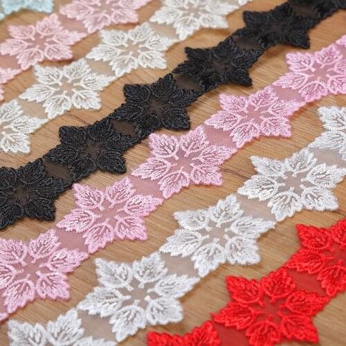 60YardsFlower Handmade Beaded Embroidered Lace Trim Ribbon Double Layered Applique Dress DIY Sewing Craft