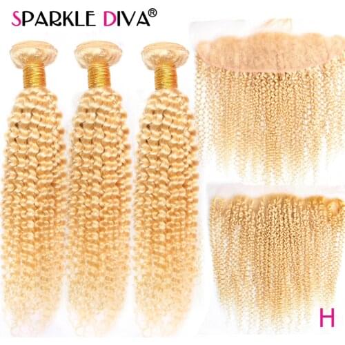 613 Kinky Curly Bundles With Frontal 13x4 Lace Frontal Closure With Bundles Remy 8-30 Brazilian Hair Weave Bundles With Closure