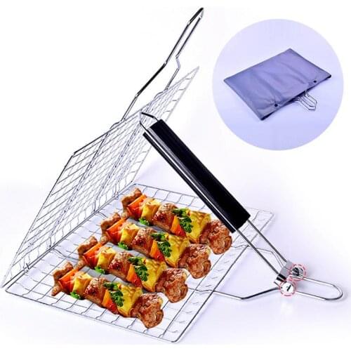 Non-stick BBQ Fish Clip Portable BBQ Grilling Basket Heat-resistant Barbecue Fish Clip Net Outdoor Camping Tools