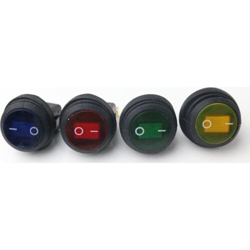 Free shipping 1Pcs Waterproof On-Off 3Pin Red blue green yellow Lamp Round Rocker Switch 10(6)A 250VAC 125V Flat belt lamp LED