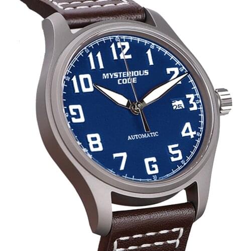 Titanium Automatic Watch Men NH35 Mechanical Wristwatch Retro Pilot Self Winding Sapphire Crystal Luminous Clock Reloje Hombre