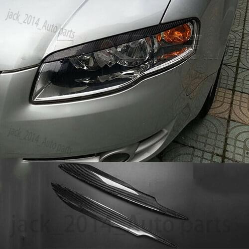 Real Carbon Fiber Headlight Cover Eyebrow Eyelid 2pcs/set For Audi A4 B7 S4 RS4 2005 2006 2007 2008