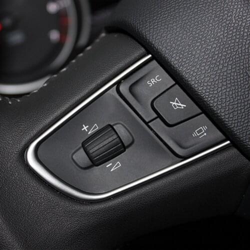 2pcs Car Interior Steering Wheel Button Decorative Cover Trim Stainless steel for Peugeot 508 2011-2016 408 2014-2015