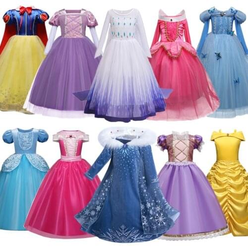Halloween Dress For Girls Kids Snow Queen Cosplay Princess Costume Children Christmas Party Clothes Fancy Birthday Dress Up