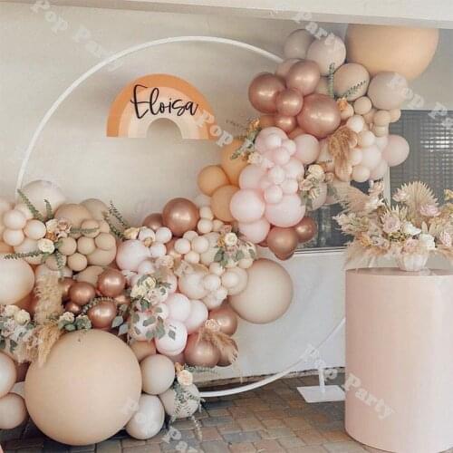 DIY 147pcs Balloons Garland Baby Pink Nude Balloon Arch Double Blush Apricot Rose Globas Baby Shower Birthday Party Supplies