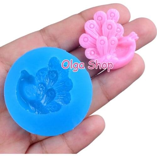 DYL667 25.7mm X 26.5mm Peacock Silicone Mold Fondant Cake Decoration Candy Resin Clay Earrings Necklace Craft Soap Candle