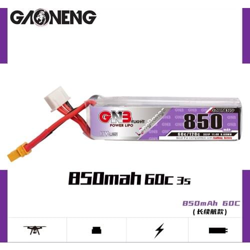 Gaoneng GNB 850mAh 3S 11.4V 60C/120C HV Lipo Battery XT30 Plug for FPV Racing Drone 4 Axis UAV Quadcopter RC Drone Parts