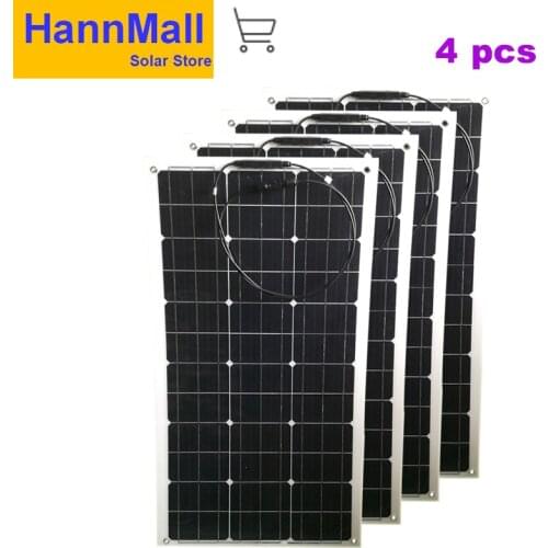 HannMall solar panel 100W 200W 12V volt panel solar flexible monocrsytalline solar cell for car marine solar battery 12v/24v