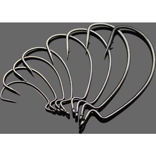 Quality Fishing Worm Hook High Carbon Steel Fishhook Lure Soft Bait Barbed Hooks 6#-5/0# Lot 8 Pieces