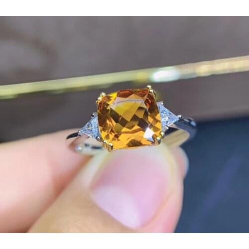 Natural Citrine Ring Engagement for Women Bring Wealth Real Yellow Gemstones On Sale 925 Sterling Silver #Q406