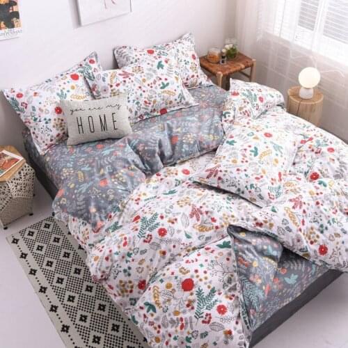 Flower Small Floral Bedding Set Cute Girl Modern Double Sided King Queen Full Single Size Bed Linen Duvet Cover Sheet Pillowcase