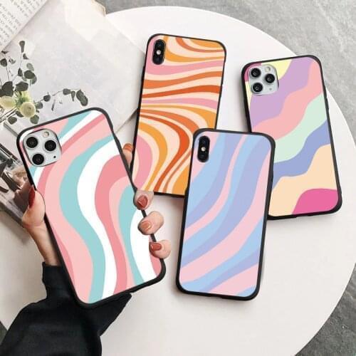 Colorful Stripes Silicone Phone Case For iPhone 12 11 Pro Max X XS XR Xs Max 7 8 Plus 6 6S Plus 5 5S SE 2020 Soft Cover Fundas