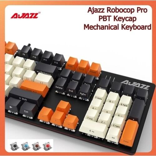 New Ajazz Robocop Pro PBT USB Wired Mechanical Keyboard Notebook Desktop Gaming Keyboard Antighost Keys ,Variety of Light Effect