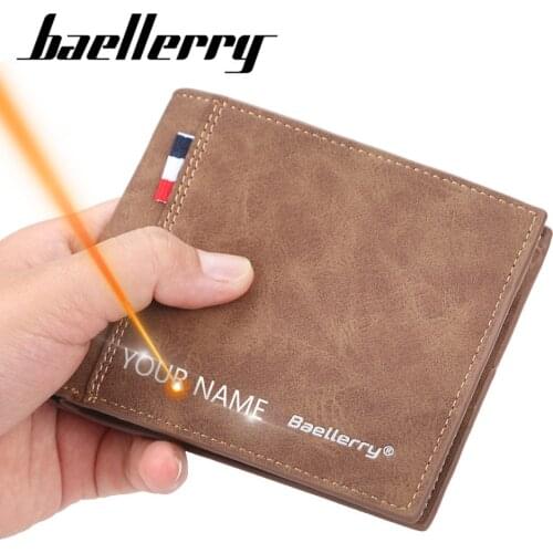 Fashion Customized Men Wallets Free Name Engraving Card Slots High Quality Male Purse New PU Leather Coin Holder Men Wallets