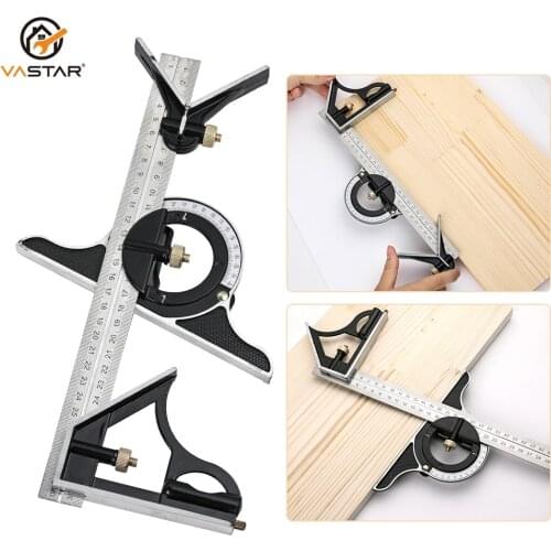 3 In 1 Square Angle Ruler Set Engineers Adjustable Multi Combination Right Angle Ruler Protractor Measuring Tools Set